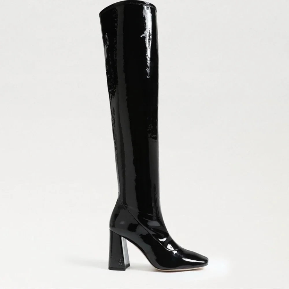 Sam Edelman | Cosette Black Patent Leather Over-The-Knee Block Heel Boots 9.5